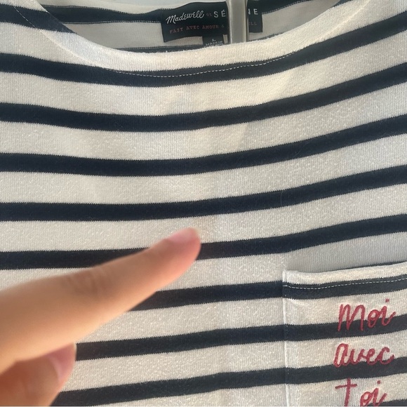 Madewell x Sezane | Moi Avec Toi Short Sleeve Striped Basic Tee Preppy - Picture 4 of 6
